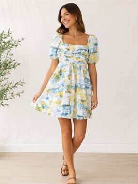 Blu Pepper Lemon Print Dress Size M NWT